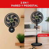 Ventilador 2 en 1 Samurai Ultra Silence Negro 50x135.4cm de 4 Velocidades con Control Remoto y con Oscilación - VENTILADORES | Bylmo