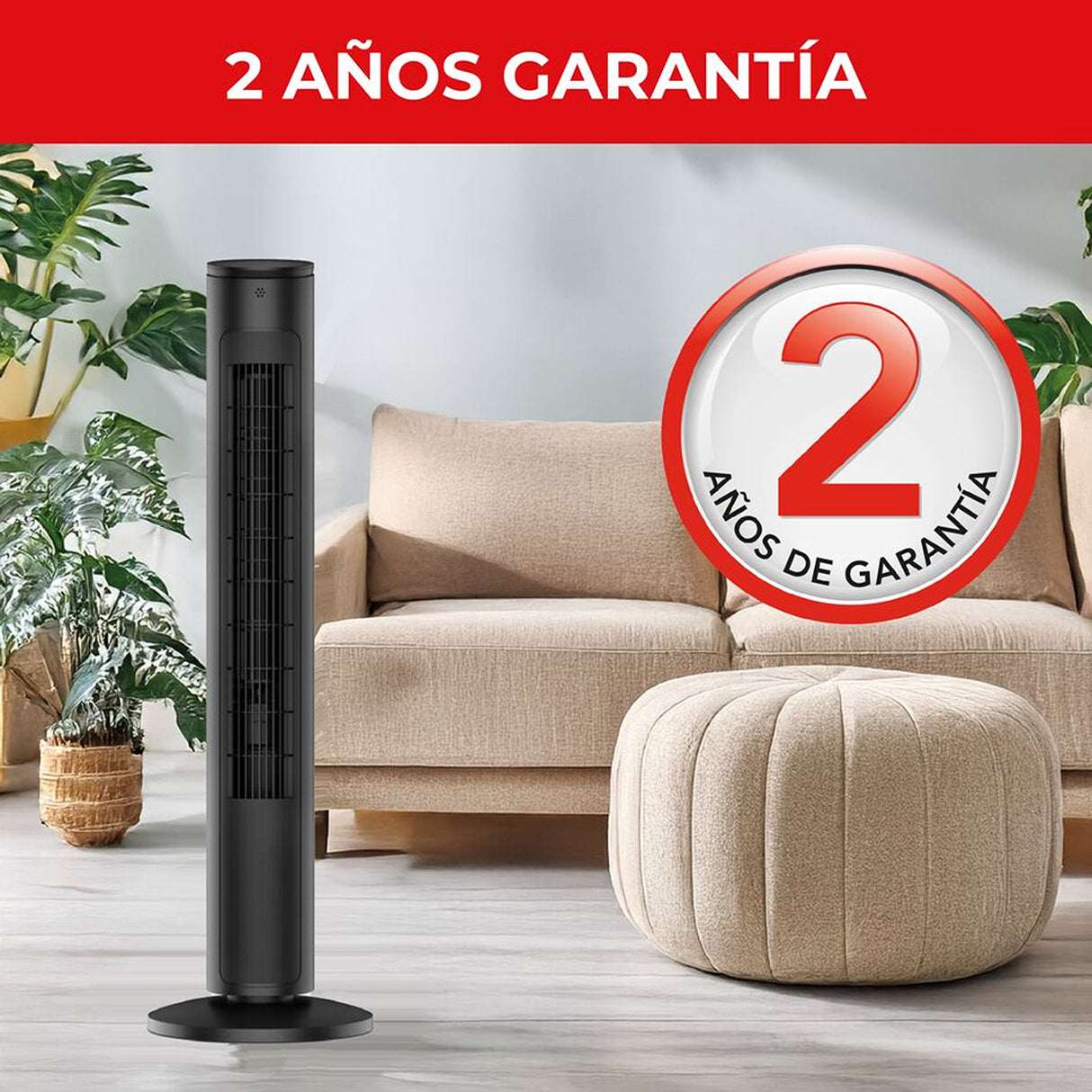 Ventilador de Torre Samurai Eole Negro 30x102.8cm de 3 Velocidades con Control Remoto y con Oscilación - VENTILADORES | Bylmo