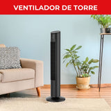 Ventilador de Torre Samurai Eole Negro 30x102.8cm de 3 Velocidades con Control Remoto y con Oscilación - VENTILADORES | Bylmo