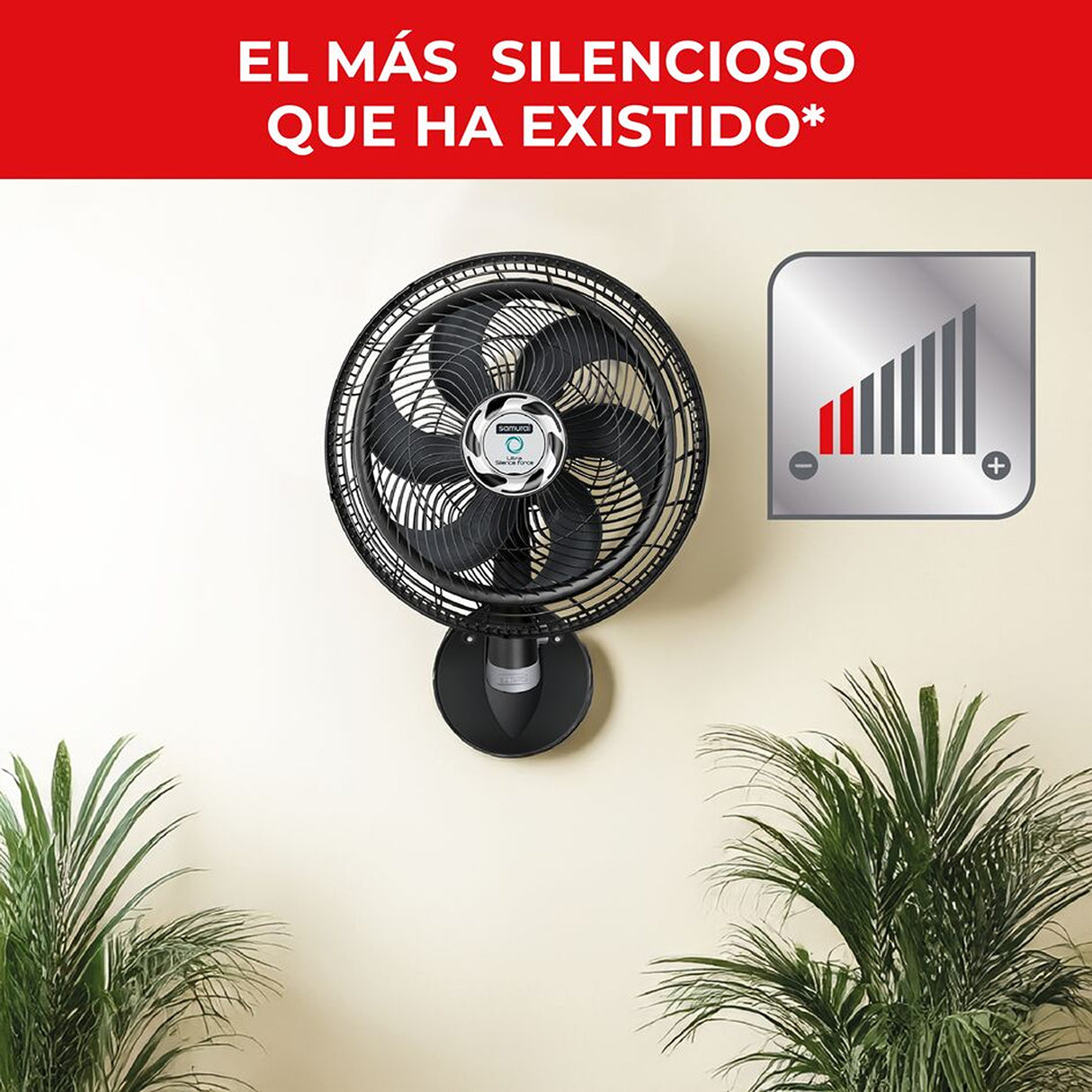Ventilador de Piso Samurai Ultra Silence Negro 50x135.4cm de 4 Velocidades y con Oscilación - VENTILADORES | Bylmo