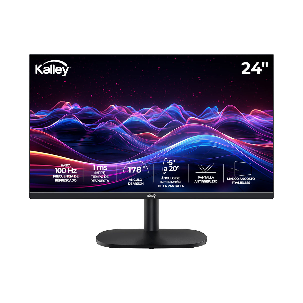 Monitor Gamer Kalley Negro 54x41.4cm Full HD LED de 24" Pulgadas - MONITORES | Bylmo