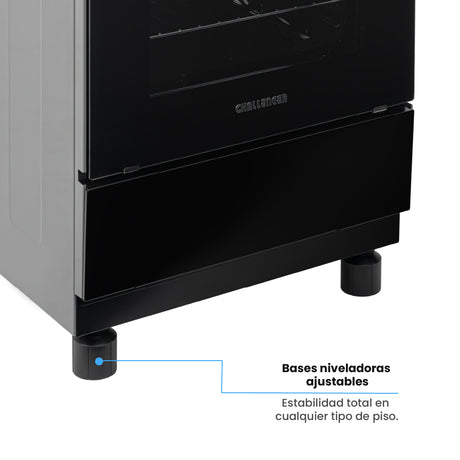 Estufa Challenger Cucina Negro 60x93cm de Gas Natural con Cuatro Quemadores - ESTUFAS | Bylmo