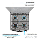 Estufa Challenger Cucina Negro 60x93cm de Gas Natural con Cuatro Quemadores - ESTUFAS | Bylmo