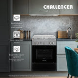Estufa Challenger Cucina Negro 60x93cm de Gas Propano con Cuatro Quemadores - ESTUFAS | Bylmo