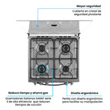 Estufa Challenger Cucina Gris 60x93cm de Gas Natural con Cuatro Quemadores con Pantalla Digital y con Temporizador - ESTUFAS | Bylmo