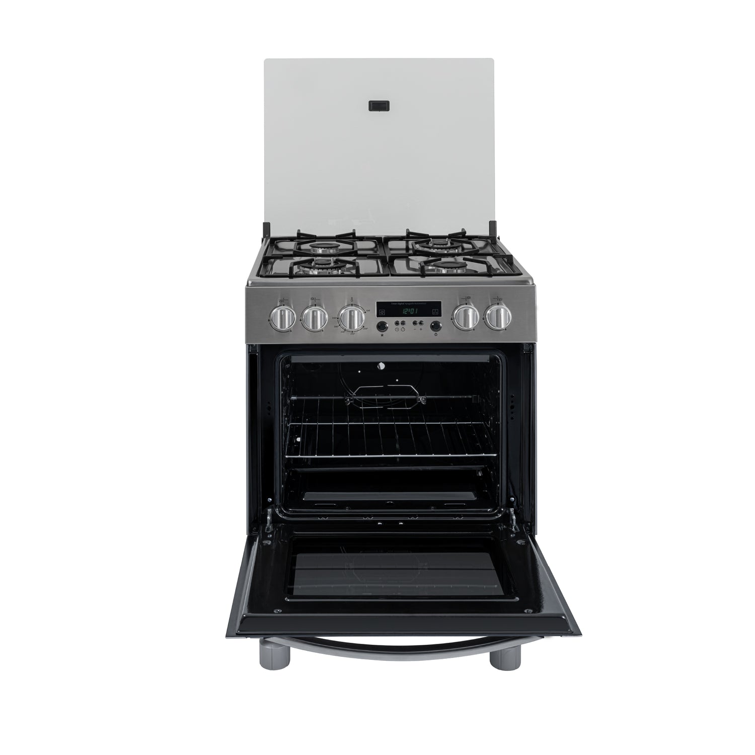 Estufa Challenger Cucina Gris 60x93cm de Gas Propano con Cuatro Quemadores con Pantalla Digital y con Temporizador - ESTUFAS | Bylmo