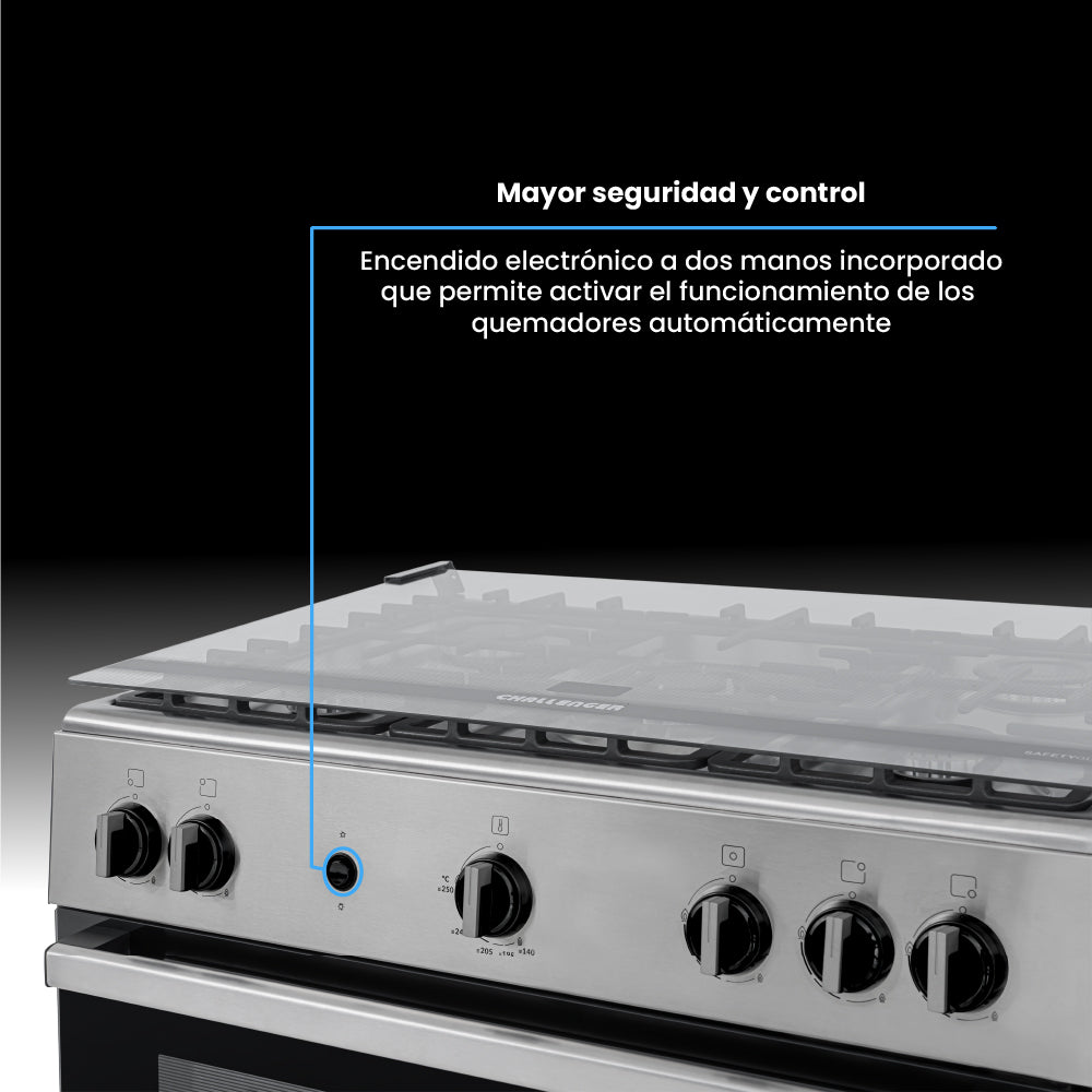 Estufa Challenger Cucina Gris 76x93cm de Gas Natural con Cinco Quemadores - ESTUFAS | Bylmo
