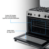Estufa Challenger Cucina Gris 76x93cm de Gas Natural con Cinco Quemadores - ESTUFAS | Bylmo