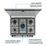 Estufa Challenger Cucina Gris 76x93cm de Gas Natural con Cinco Quemadores - ESTUFAS | Bylmo