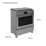 Estufa Challenger Cucina Gris 76x93cm de Gas Natural con Cinco Quemadores y con Temporizador - ESTUFAS | Bylmo