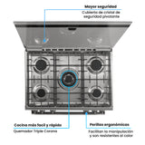 Estufa Challenger Cucina Gris 76x93cm de Gas Natural con Cinco Quemadores y con Temporizador - ESTUFAS | Bylmo