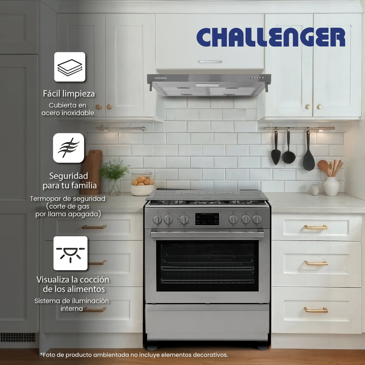 Estufa Challenger Cucina Gris 76x93cm de Gas Propano con Cinco Quemadores y con Temporizador - ESTUFAS | Bylmo