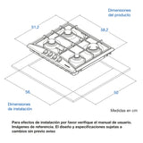 Estufa de Empotrar Challenger Alpha Gris y Negro 58.2x51.2cm de Gas Natural con Cuatro Quemadores - ESTUFAS DE EMPORTRAR Y CUBIERTAS | Bylmo