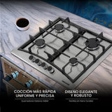 Estufa de Empotrar Challenger Alpha Gris y Negro 58.2x51.2cm de Gas Natural con Cuatro Quemadores - ESTUFAS DE EMPORTRAR Y CUBIERTAS | Bylmo