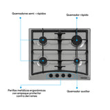Estufa de Empotrar Challenger Alpha Gris y Negro 58.2x51.2cm de Gas Natural con Cuatro Quemadores - ESTUFAS DE EMPORTRAR Y CUBIERTAS | Bylmo
