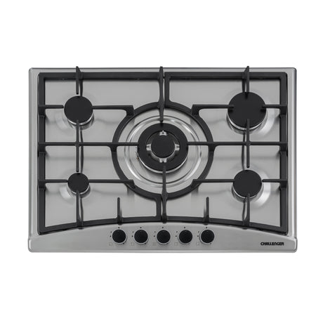 Estufa de Empotrar Challenger Alpha Gris y Negro 70.2x51.2cm de Gas Natural con Cinco Quemadores - ESTUFAS DE EMPORTRAR Y CUBIERTAS | Bylmo