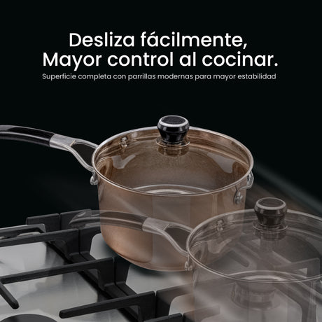 Estufa de Empotrar Challenger Alpha Gris y Negro 70.2x51.2cm de Gas Natural con Cinco Quemadores - ESTUFAS DE EMPORTRAR Y CUBIERTAS | Bylmo