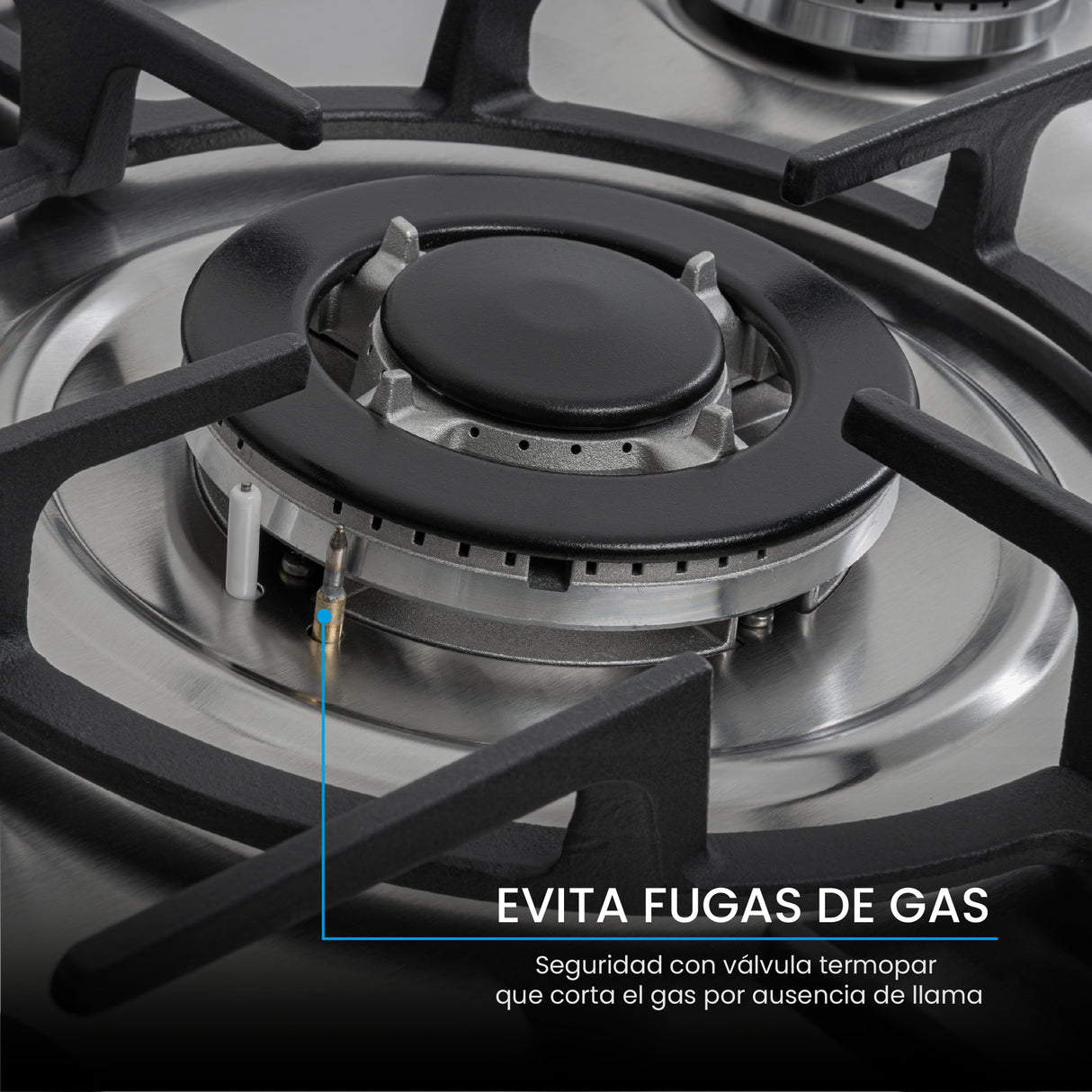 Estufa de Empotrar Challenger Alpha Gris y Negro 70.2x51.2cm de Gas Natural con Cinco Quemadores - ESTUFAS DE EMPORTRAR Y CUBIERTAS | Bylmo