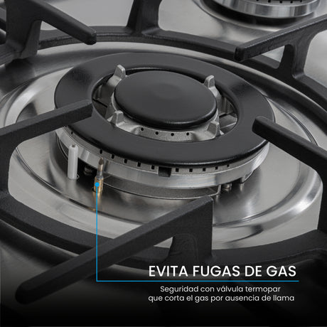 Estufa de Empotrar Challenger Alpha Gris y Negro 70.2x51.2cm de Gas Natural con Cinco Quemadores - ESTUFAS DE EMPORTRAR Y CUBIERTAS | Bylmo