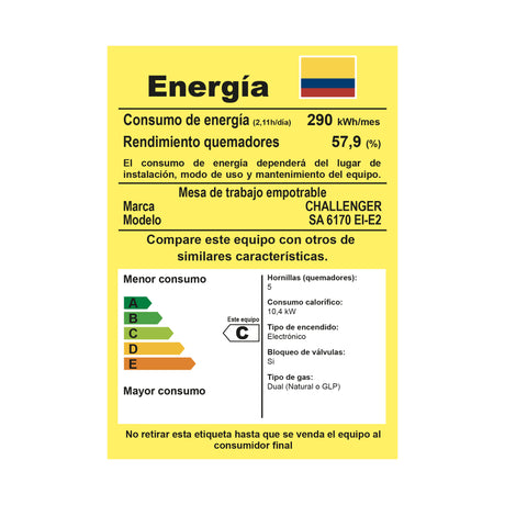Estufa de Empotrar Challenger Alpha Gris y Negro 70.2x51.2cm de Gas Natural con Cinco Quemadores - ESTUFAS DE EMPORTRAR Y CUBIERTAS | Bylmo