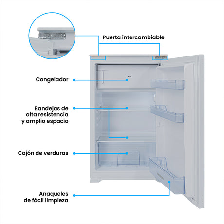 Nevera de Empotrar Challenger Blanco 54x88cm de 122 Litros con Congelador - NEVERAS | Bylmo