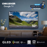 Televisor Challenger Google TV Negro 111.2x67.2cm de 50" Pulgadas Smart QLED 4K con Wifi Integrado y con Bluetooth - TELEVISORES | Bylmo