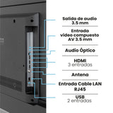 Televisor Challenger Google TV Negro 144.7x84.2cm de 65" Pulgadas Smart QLED 4K con Wifi Integrado y con Bluetooth