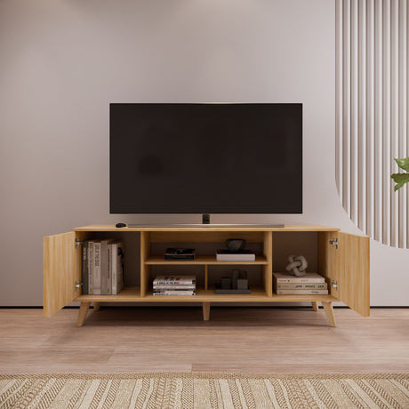Mesa para TV Nori Panela 160x59cm para TV Hasta 65" Pulgadas con Dos Compartimientos y con Ranuras para Cables - MUEBLES DE TV | Bylmo