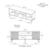 Mesa para TV Nori Panela 160x59cm para TV Hasta 65" Pulgadas con Dos Compartimientos y con Ranuras para Cables - MUEBLES DE TV | Bylmo