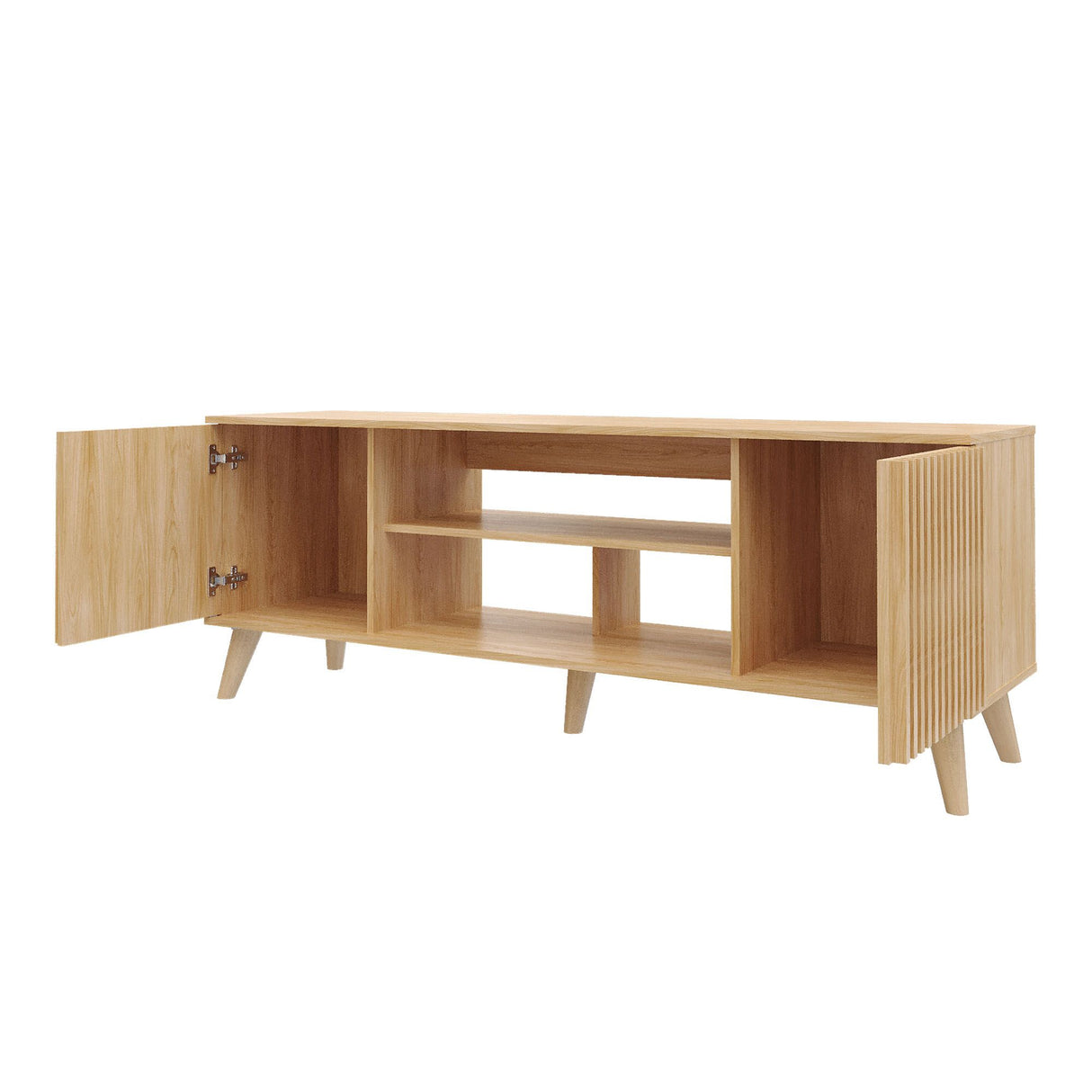 Mesa para TV Nori Panela 160x59cm para TV Hasta 65" Pulgadas con Dos Compartimientos y con Ranuras para Cables - MUEBLES DE TV | Bylmo