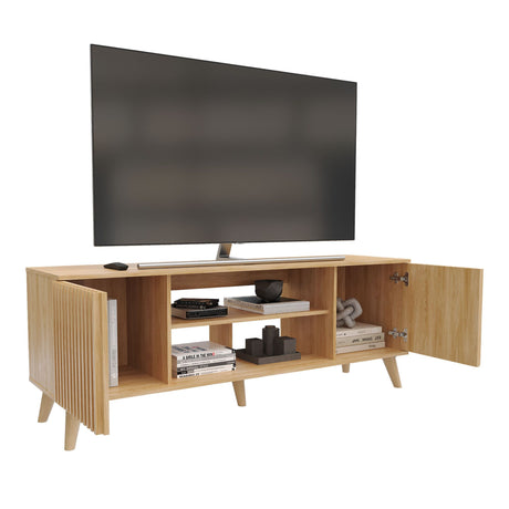 Mesa para TV Nori Panela 160x59cm para TV Hasta 65" Pulgadas con Dos Compartimientos y con Ranuras para Cables - MUEBLES DE TV | Bylmo
