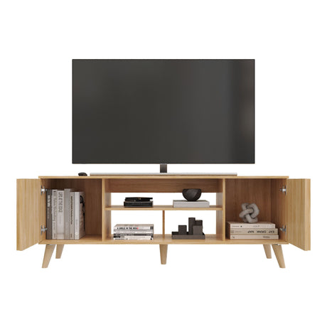 Mesa para TV Nori Panela 160x59cm para TV Hasta 65" Pulgadas con Dos Compartimientos y con Ranuras para Cables - MUEBLES DE TV | Bylmo