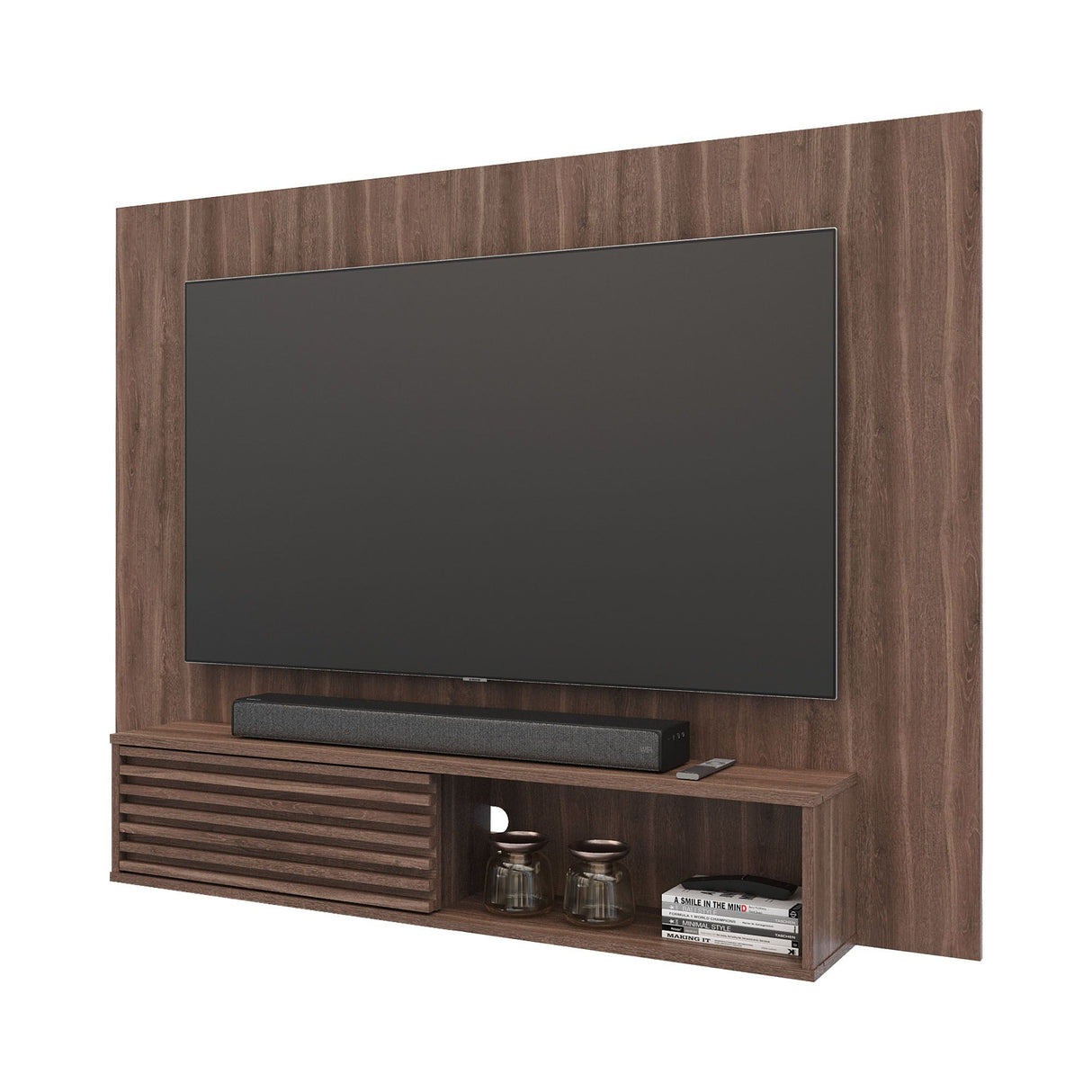 Panel de TV Nori Milan 155x118cm para TV Hasta 65" Pulgadas con Un Compartimiento - MUEBLES DE TV | Bylmo