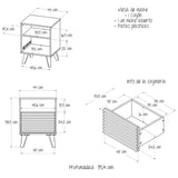 Mesa de Noche Nori Miel 45x63cm con Un Cajón Un Compartimiento y con Patas - MESAS DE NOCHE | Bylmo