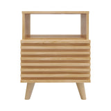 Mesa de Noche Nori Miel 45x63cm con Un Cajón Un Compartimiento y con Patas - MESAS DE NOCHE | Bylmo