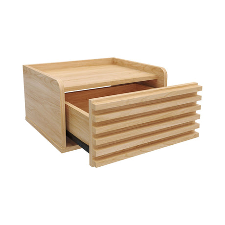 Mesa de Noche Flotante Nori Miel 43x23cm con Un Cajón y Un Compartimiento - MESAS DE NOCHE | Bylmo