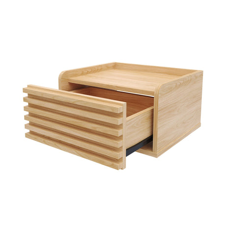 Mesa de Noche Flotante Nori Miel 43x23cm con Un Cajón y Un Compartimiento - MESAS DE NOCHE | Bylmo