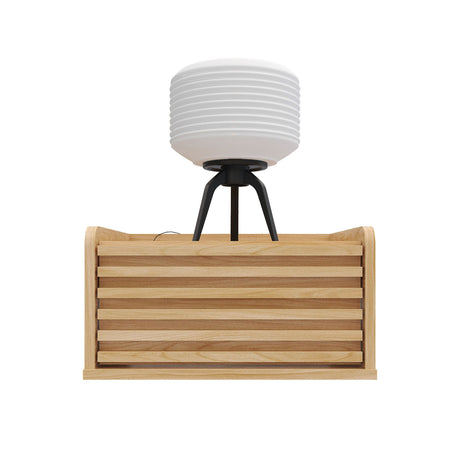 Mesa de Noche Flotante Nori Miel 43x23cm con Un Cajón y Un Compartimiento - MESAS DE NOCHE | Bylmo