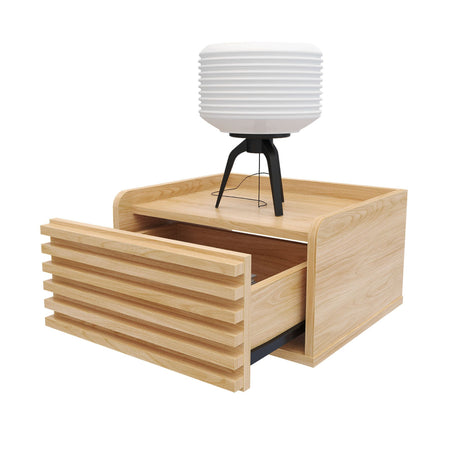 Mesa de Noche Flotante Nori Miel 43x23cm con Un Cajón y Un Compartimiento - MESAS DE NOCHE | Bylmo