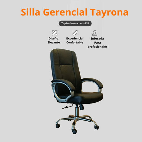 Silla Gerencial Tayrona Negro 54x121cm Giratoria con Espaldar y con Apoya Cabezas - SILLAS DE OFICINA | Bylmo