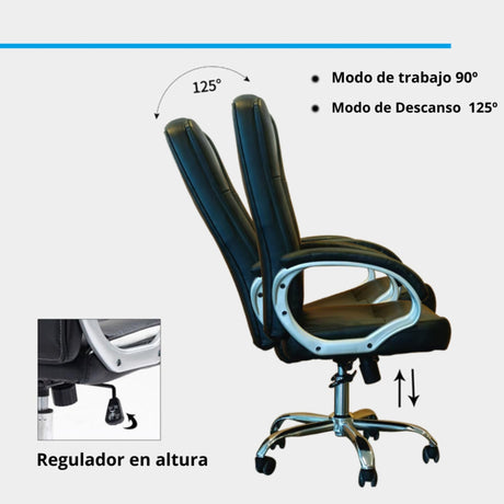 Silla Gerencial Tayrona Negro 54x121cm Giratoria con Espaldar y con Apoya Cabezas - SILLAS DE OFICINA | Bylmo