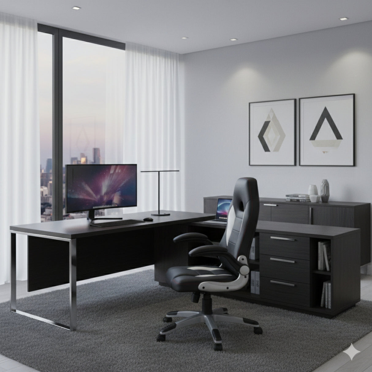 Silla Gerencial Cocora Negro 49x114cm Giratoria con Espaldar y con Apoya Cabezas - SILLAS DE OFICINA | Bylmo