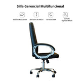 Silla Gerencial Vegas Negro 51x128cm Giratoria con Espaldar y con Apoya Cabezas - SILLAS DE OFICINA | Bylmo