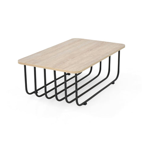 Mesa de Centro Lema Oasis y Negro Metálico 80x28cm Rectangular con Patas Metálicas Continuas - MESAS DE CENTRO | Bylmo