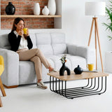 Mesa de Centro Lema Oasis y Negro Metálico 80x28cm Rectangular con Patas Metálicas Continuas - MESAS DE CENTRO | Bylmo