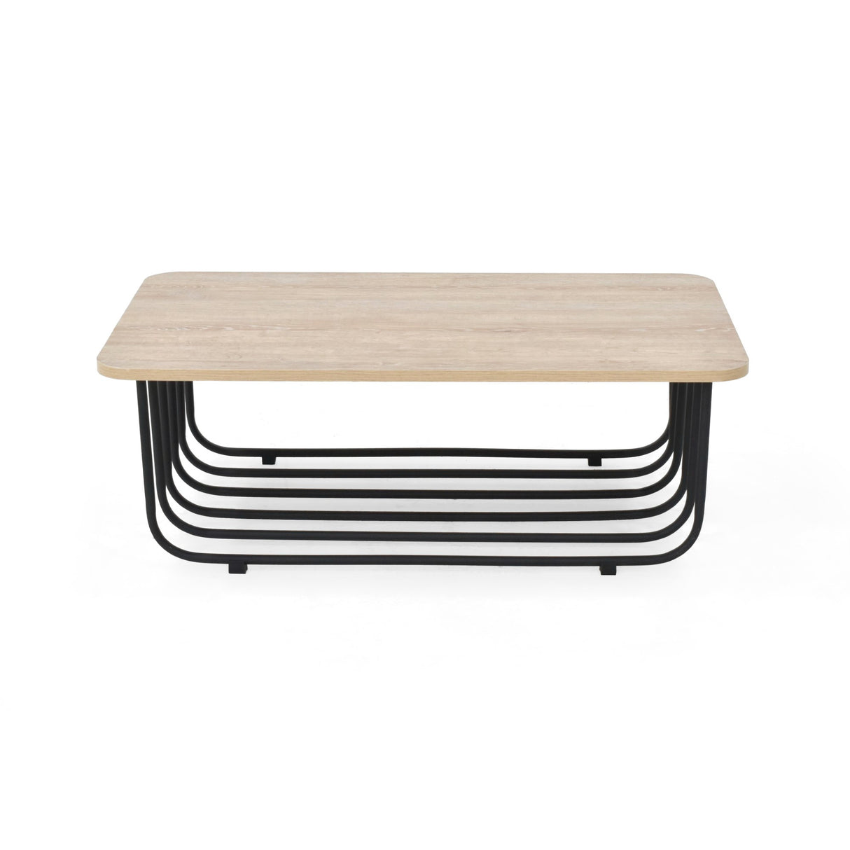 Mesa de Centro Lema Oasis y Negro Metálico 80x28cm Rectangular con Patas Metálicas Continuas - MESAS DE CENTRO | Bylmo