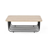 Mesa de Centro Lema Oasis y Negro Metálico 80x28cm Rectangular con Patas Metálicas Continuas - MESAS DE CENTRO | Bylmo