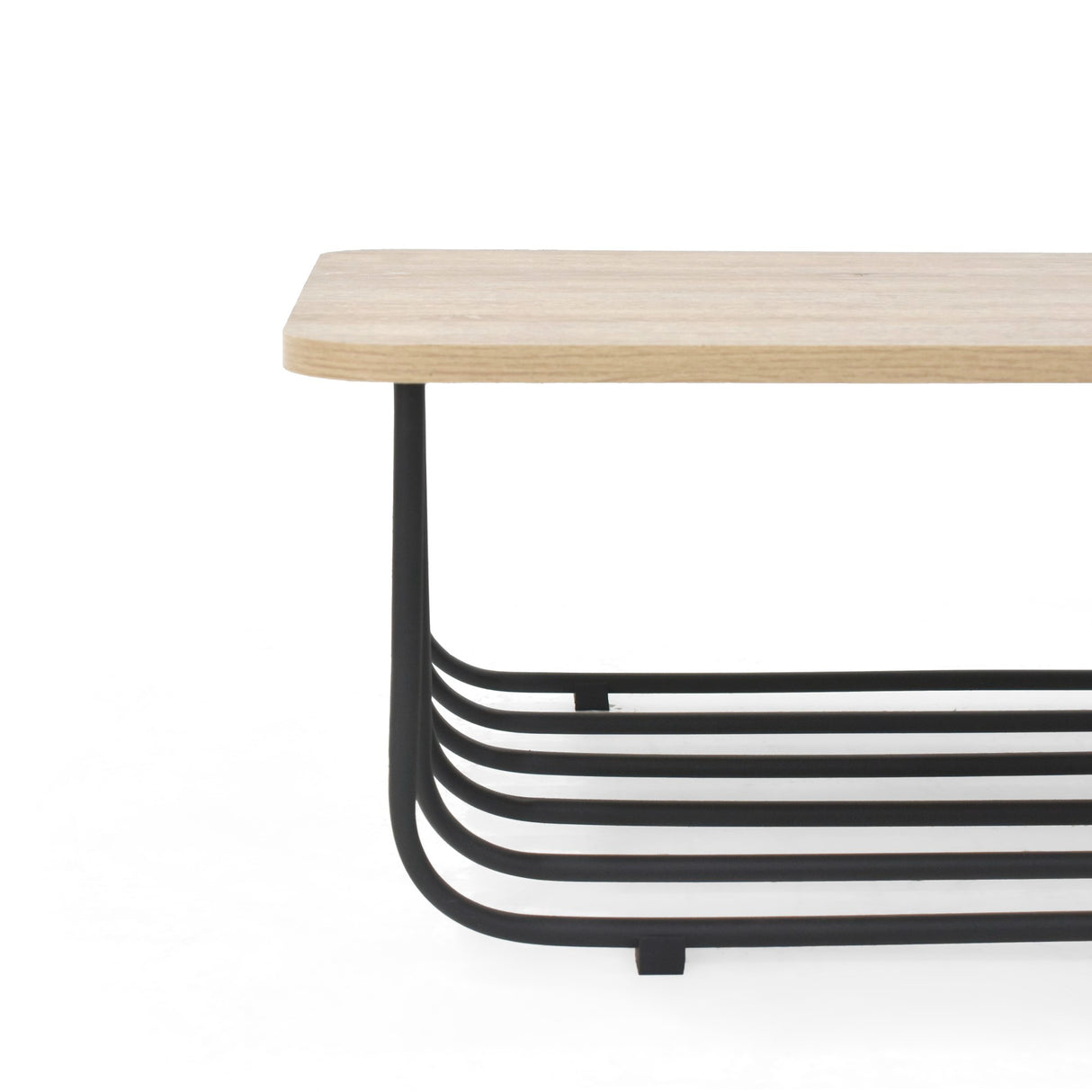 Mesa de Centro Lema Oasis y Negro Metálico 80x28cm Rectangular con Patas Metálicas Continuas - MESAS DE CENTRO | Bylmo