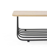 Mesa de Centro Lema Oasis y Negro Metálico 80x28cm Rectangular con Patas Metálicas Continuas - MESAS DE CENTRO | Bylmo