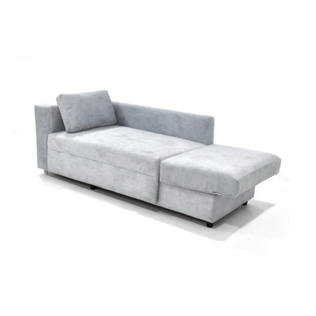 Sofá Cama Baxter Plata y Matiz Wengue 160x68cm de Tres Puestos con Almacenamiento y con Apoya Brazos - SOFAS Y POLTRONAS | Bylmo